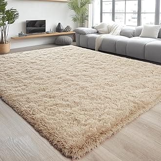 Soft Fluffy Area Rug for Bedroom, Living Room, 1.2 x 1.8m, Shag Furry Rugs, Non Shedding Carpet for Nursery, Kids, Girls Room, Home Decor, Camel Color
