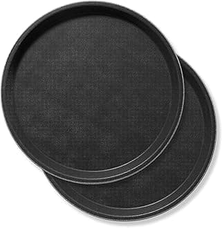 2-Pack 15.8", Restaurant Serving Tray, Food Serving Tray, Non-Slip Tray, Non-Slip Rubber Surface, Bar, Cafeteria, Coffee Beverage Food Tray - Black