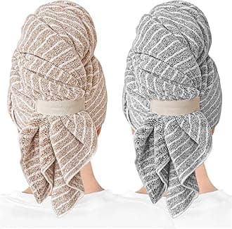 2 Packs Large Microfiber Hair Towels for Women, Super Absorbent & Quick Dry Hair Towel Wrap for Curly Hair Long & Short Hair- Anti-Frizz Hair Turbans for Wet Hair - 27.5''*39.4