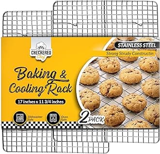 Checkered Chef Cooling Rack for Cooking and Baking - 11 ¾" x 17 Set of 2 Stainless Steel, Oven Safe Grid Wire Cookie Cooling Racks