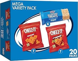 Kellogg's Cheez-It & Rice Krispies Treats, Lunch Snacks, Mega Variety Pack, 18.68oz Box (20 Count)