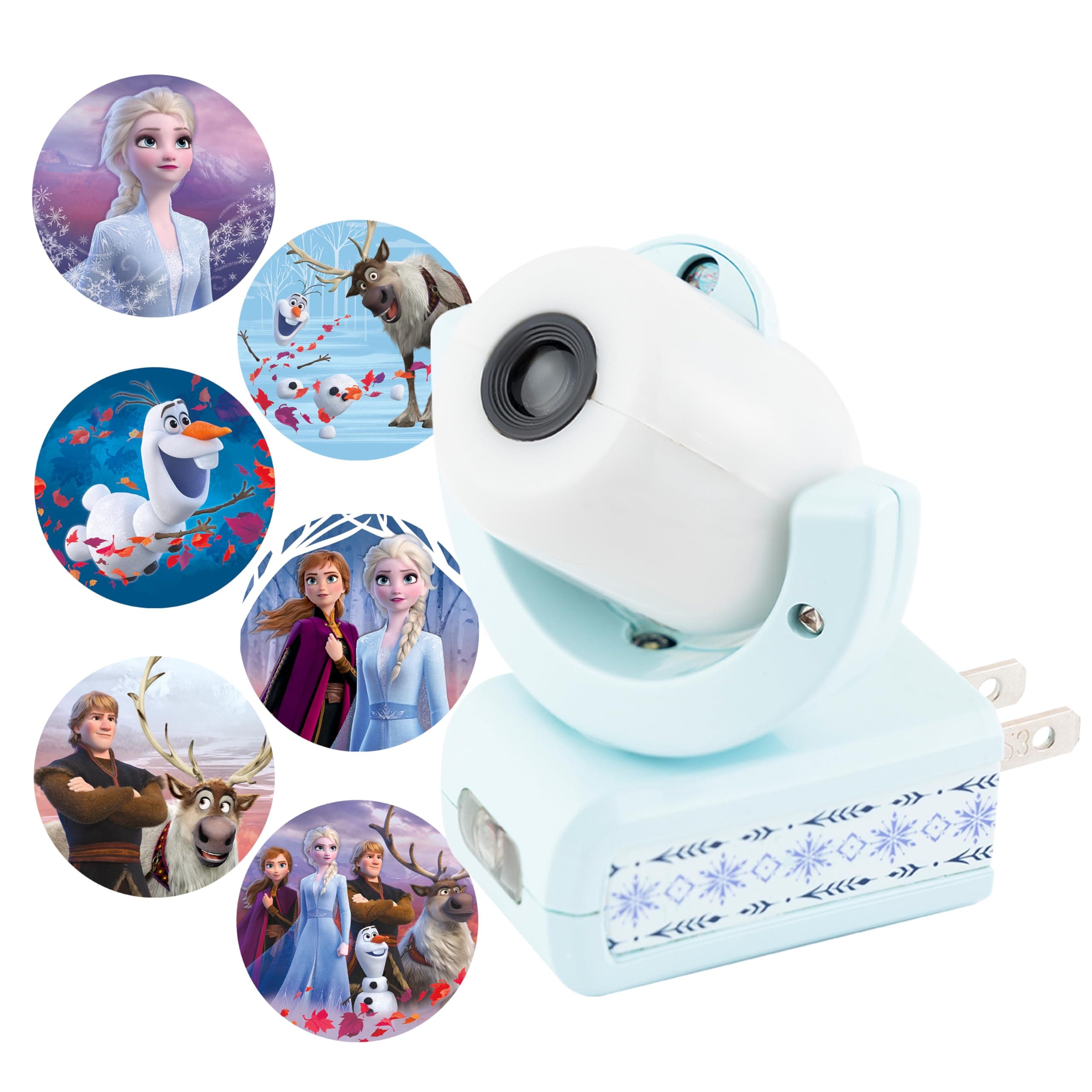 Disney Frozen 2 LED Projector Night Light, Plug-In, Dusk-to-Dawn, Elsa, Anna, and Olaf, Ideal for Hallway, Bedroom, Nursery, or Playroom – 45028