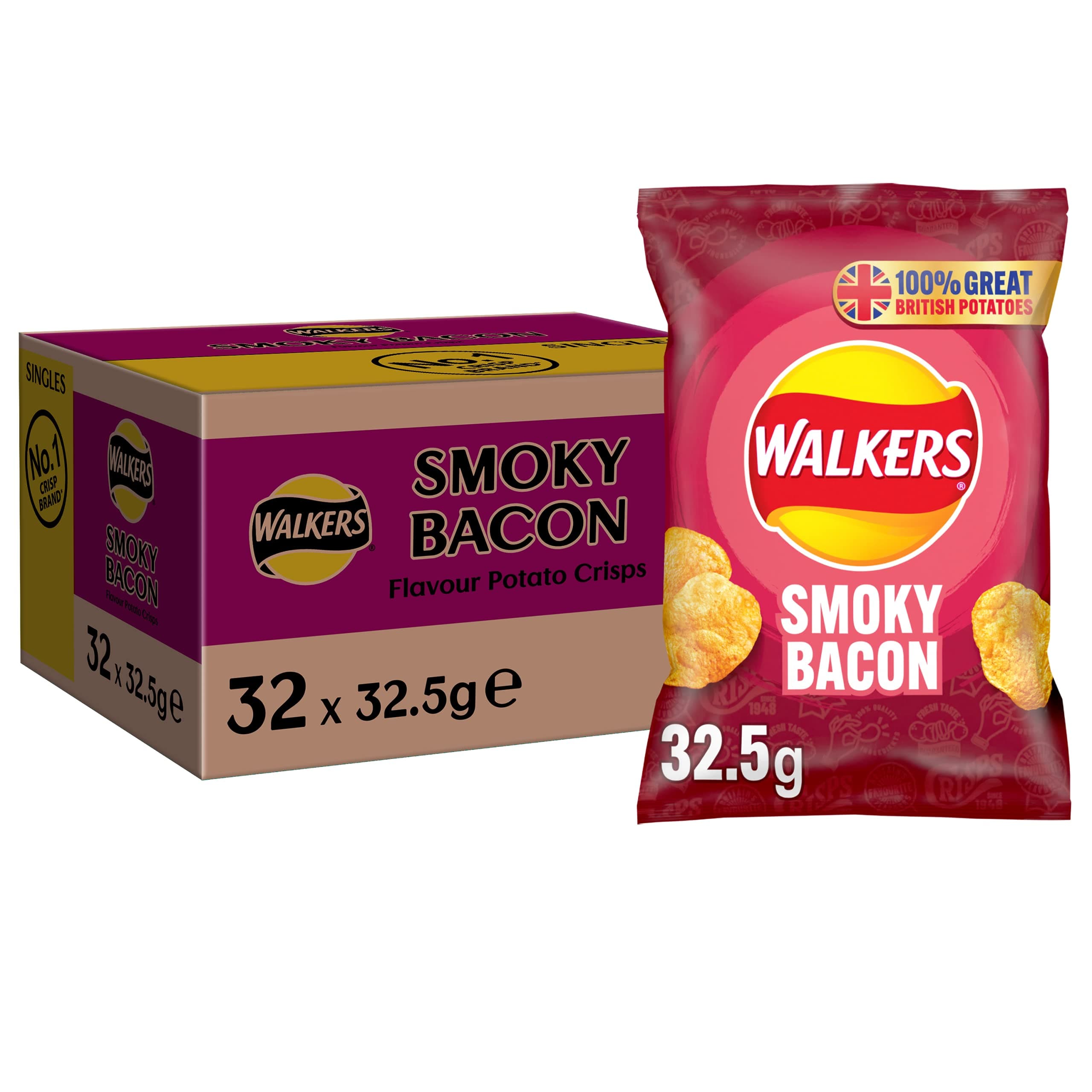 Smoky Bacon Crisps Box, 32.5 G (Case Of 32)