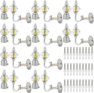 Natural Heavy Duty Aluminum Royal Luxury Design Curtain Bracket/Finial and Curtain Support with Screw/Wallplug for Window & Door Curtain Fittings Suitable Upto 1 Inch Pipe. (10 Set, Chrome)