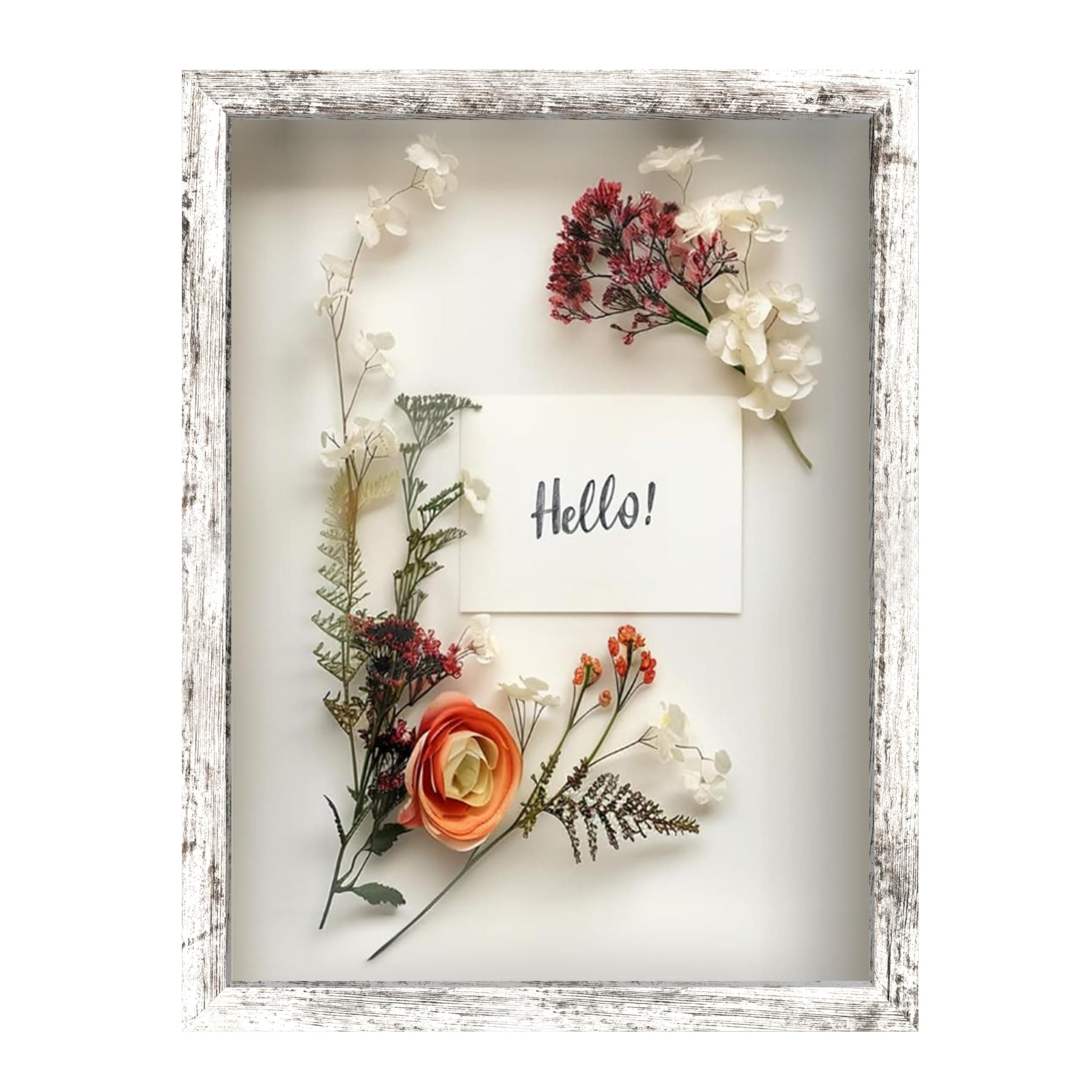 FrameWorks 12x16 Driftwood Wooden Shadow Box Frame – Soft Felt Back, Tempered Glass, and Included Elegant White Ball Push Pins