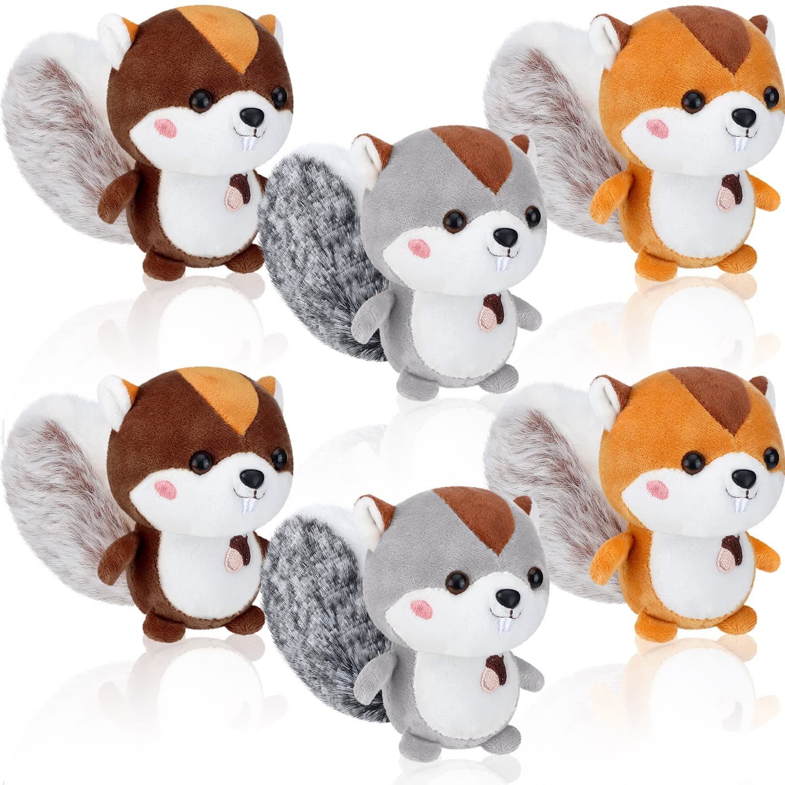 Sosation 6 Pcs Squirrel Stuffed Animal Funny Squirrel Lovers Gifts Plush 4.7 Inch Small Cute Squirrels Plush Stuffed Animal Keychain for Holiday Birthday Gifts