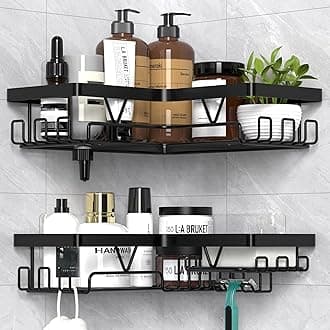 Kegii Shower Caddy Corner, Shower Storage Rack Shelf Organiser No Drilling, Adhesive Bathroom Caddy Bathroom Shelves, Black Bathroom Aaccessory Storage