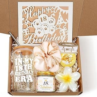 18th Birthday Gifts for Girls, Gifts for 18 Year Old Girl, 7PCS Birthday Gift Basket Box with 16oz In My 18th Era Glass Cup for Sister, Daughter, Niece, Granddaughter & Friends