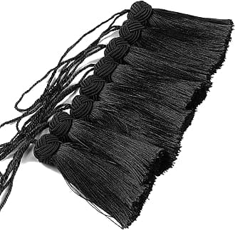 BEL AVENIR 8 Pcs Set Elegant Polyester Key Tassel Colorful Craft Tassels Charms Key Tassel for Christmas Tree DIY Craft Garland Project Wedding Home Party Decorations (Black)