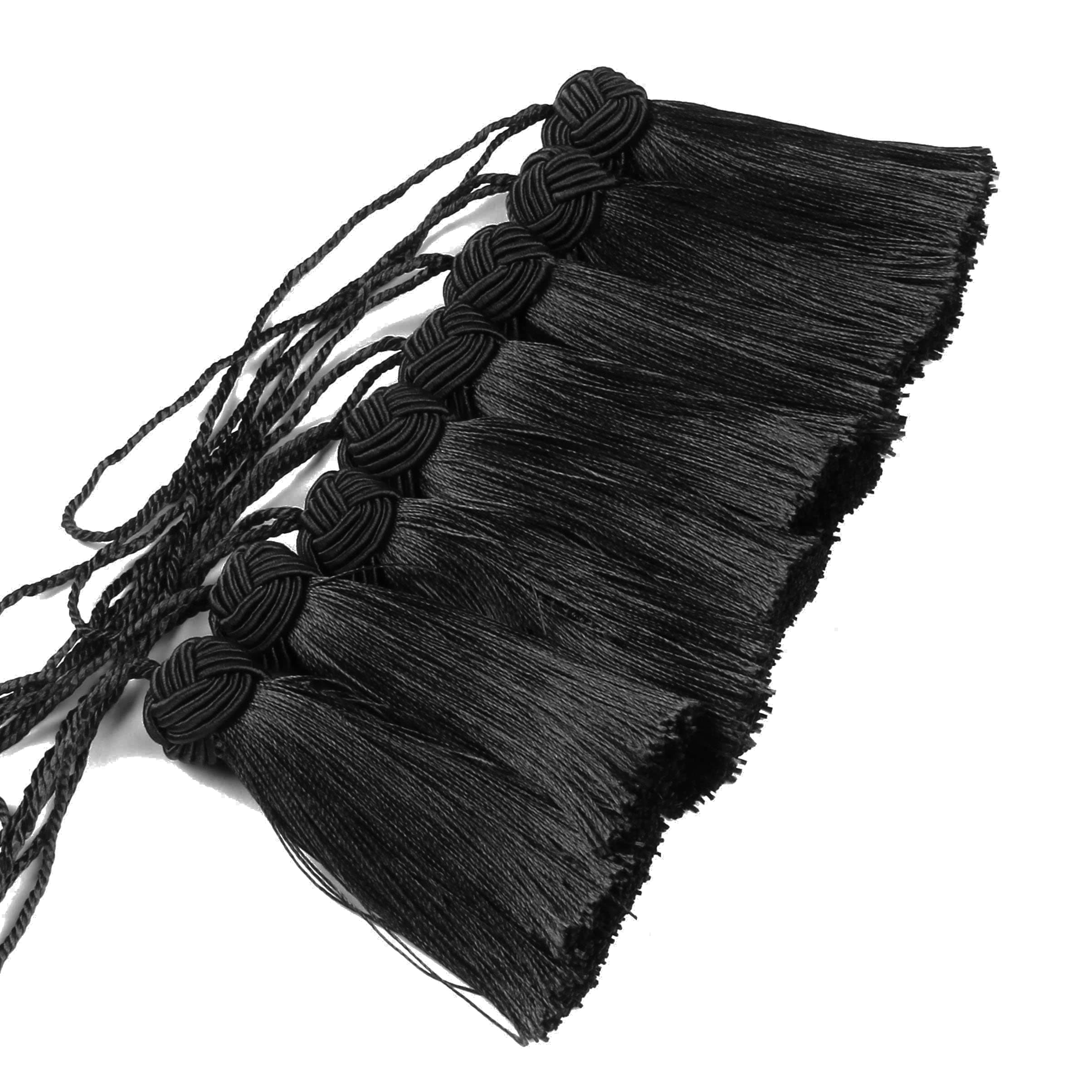 BEL AVENIR 8 Pcs Set Elegant Polyester Key Tassel Colorful Craft Tassels Charms Key Tassel for Christmas Tree DIY Craft Garland Project Wedding Home Party Decorations (Black)