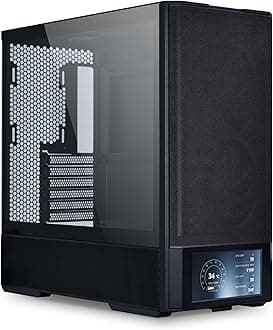 Lian Li LANCOOL 207 Digital ATX Computer Case w/Integrated LCD Screen, Mesh-Centric Panels Mid-Tower PC Case w/ 2 x 140x40x30mm PWM Fans, 2 x 140mm Fans Pre-Installed, Side or Rear-Mount PSU
