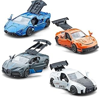 - KIDAMI Racing Cars Toy Vehicles Set, Die Cast Metal Toy Cars Sports Car with Pull Back & Doors Openable for Toddlers, Boys, Girls’ Educational Play, Birthday Gift