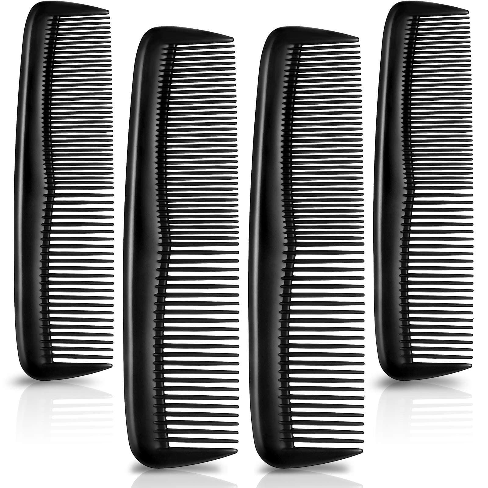 – 4 Pcs Hair Combs Men Plastic Pocket Combs Fine and Standard Tooth for Women Men Hair Care Tool Fine Dressing Styling Hairdressing Barber Salon(Black)