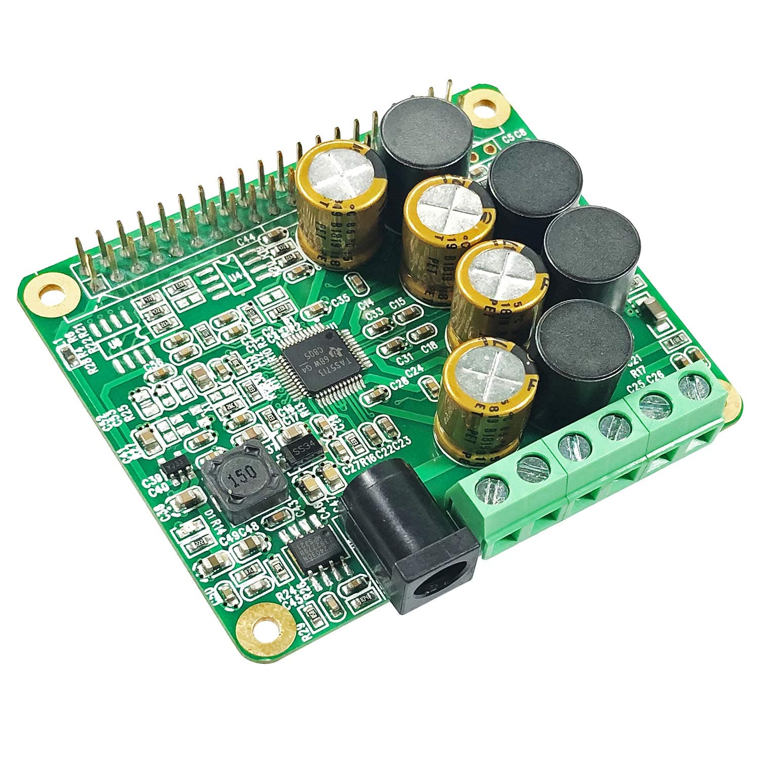 RPI HiFi AMP HAT TAS5713 Amplifier Audio Module 25W Class-D Power Sound Card Expansion Board for Raspberry Pi 5 4 3 B+ Pi Zero Nichicon Capacitor