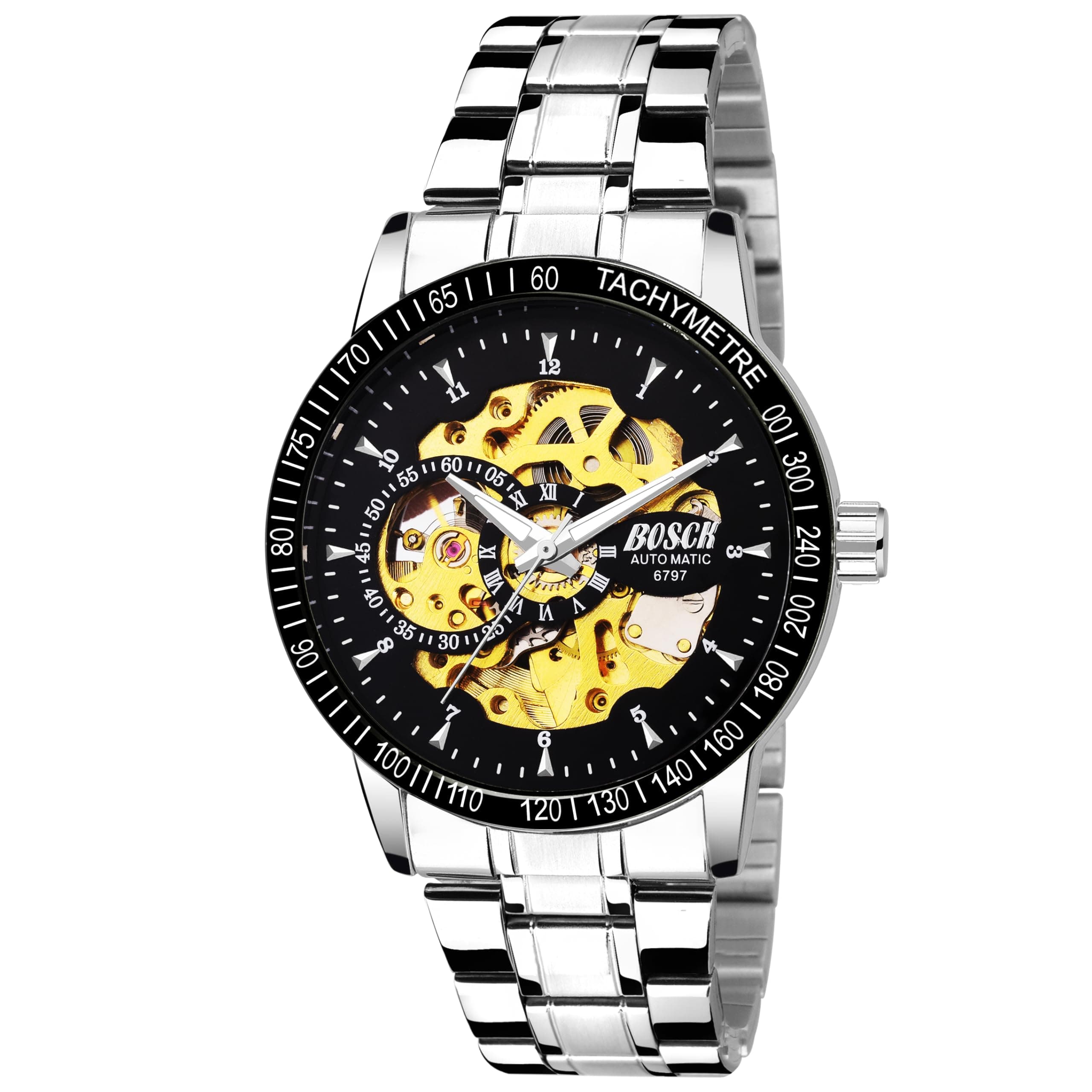 SPYN Automatic Mechanical Gold Colour Dial Men's Watch - M4S - Analog, Stainless Steel