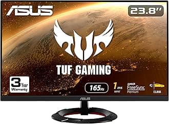 ASUS (VG249Q1R TUF Gaming 23.8” 1080P Monitor - Full HD, IPS, 165Hz (Supports 144Hz), 1ms, Extreme Low Motion Blur, Speaker, FreeSync™ Premium, Shadow Boost, VESA Mountable, DisplayPort, HDMI,Black