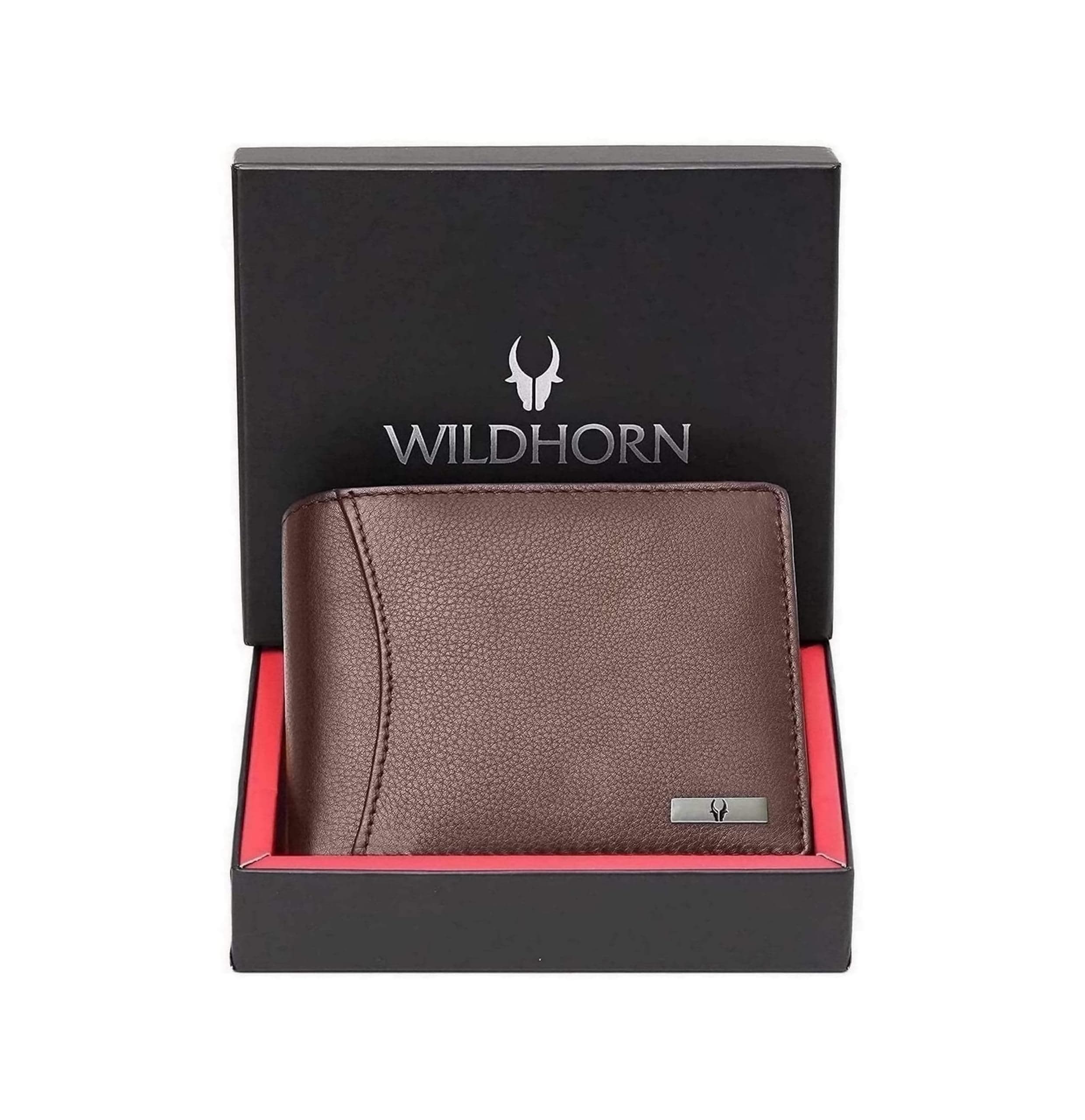 India RFID Protected Leather Men's Wallet, Walnut, 4.5 x 3.7 x 0.7 inches, Classic