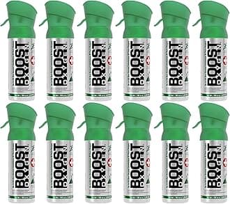 Boost Oxygen Pocket Size Natural 3 Liter Canister | Respiratory Support for Aerobic Recovery, Altitude, Performance and Health (12 Pack)