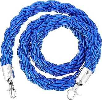 ULTECHNOVO 59.06In Twisted Crowd Control Barrier Rope with Industrial Hooks for Queue Management Sturdy Rope Divider for Hotels Airports Exhibitions and Public Venues