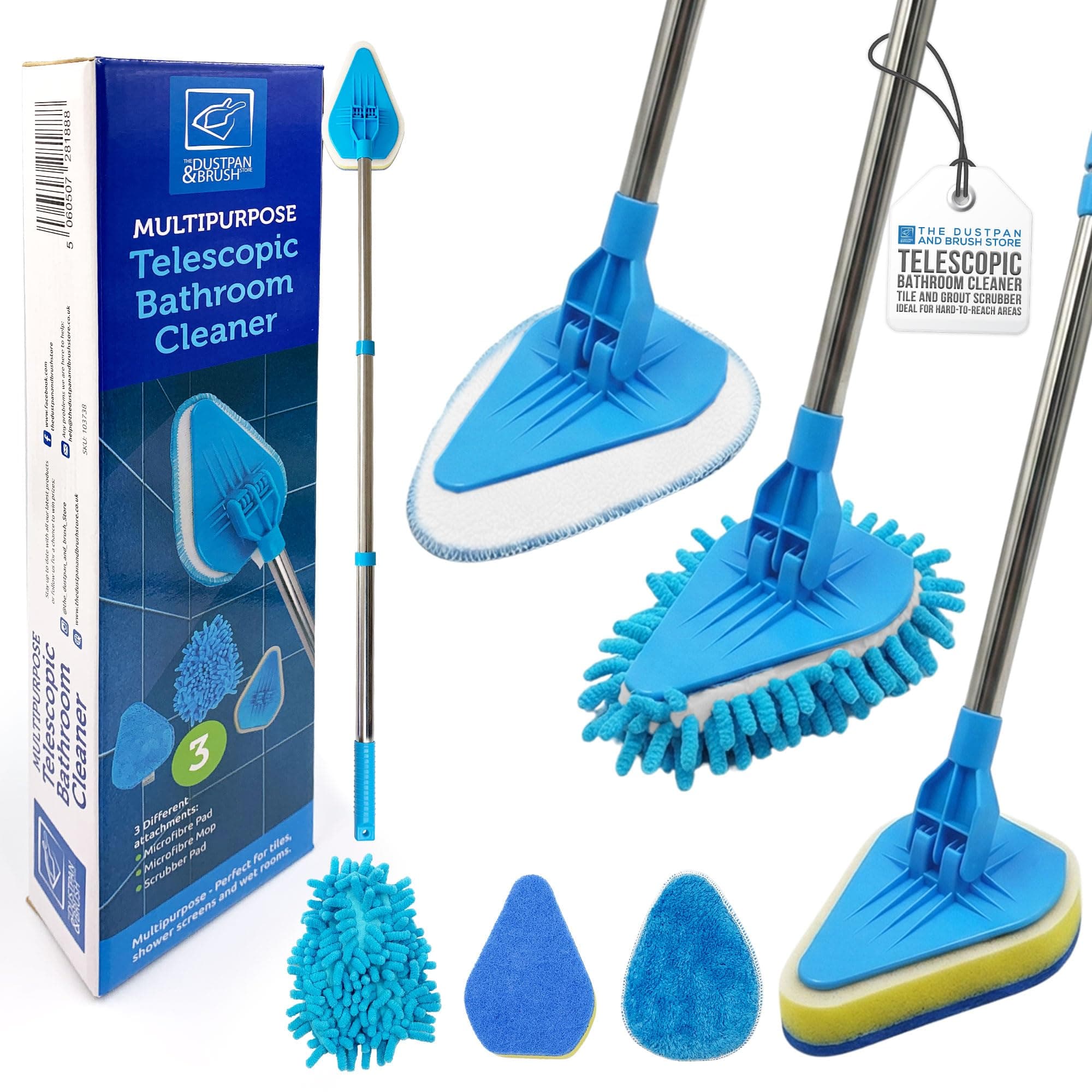 Bathroom Tile Cleaner Telescopic Shower Mop Extendable Bath Cleaning Scrubber Tool (New Telescopic Bathroom Cleaning Kit)