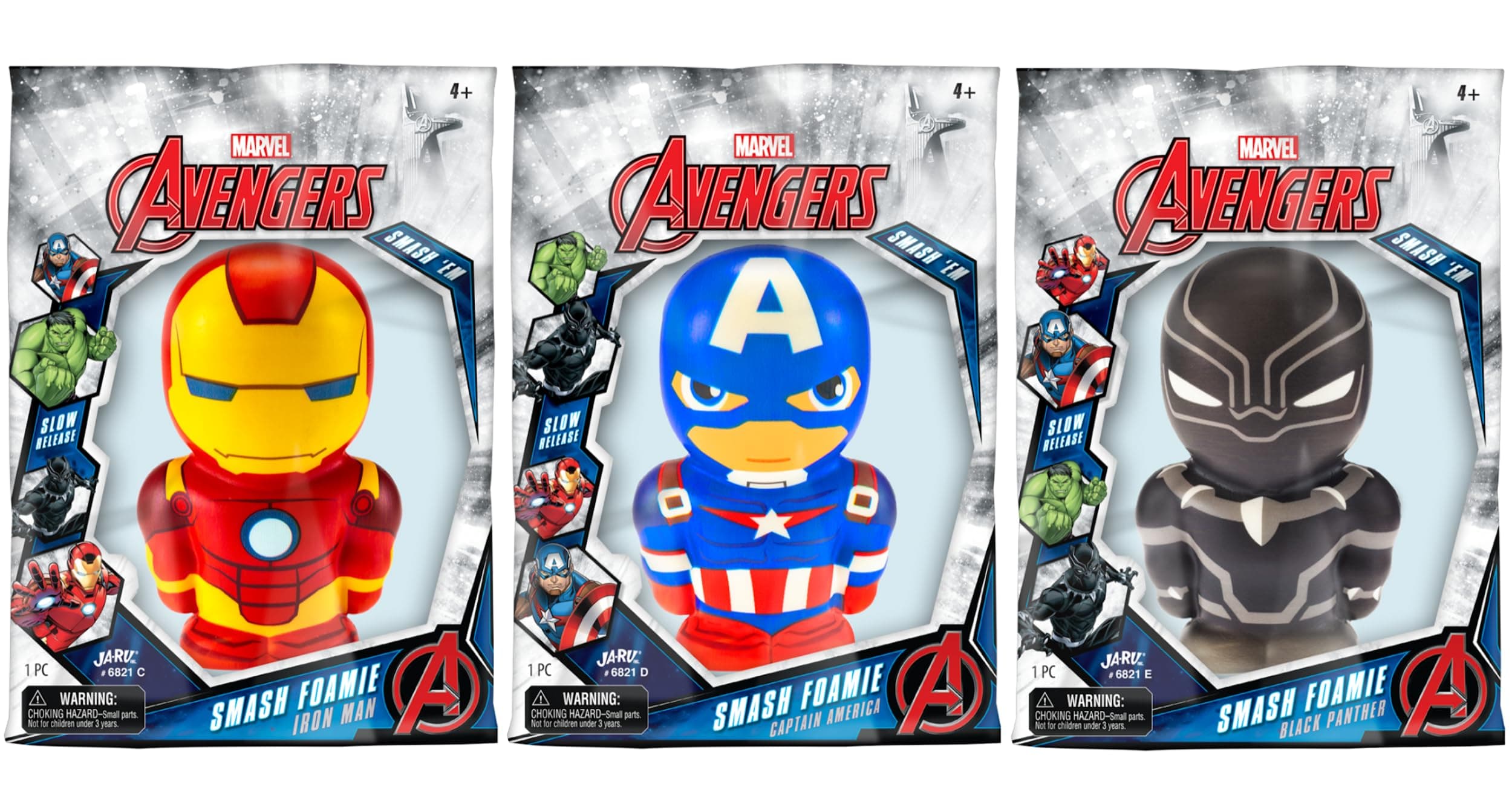 Marvel Avengers Large 5.5" Foam Stress Ball (1 Superhero Squishies) Iron Man, Captain America, Hulk, Black Panther Toy, & Spiderman Squishy Toys. Slow Rising Squishy Toys for Kids. 6821-1s
