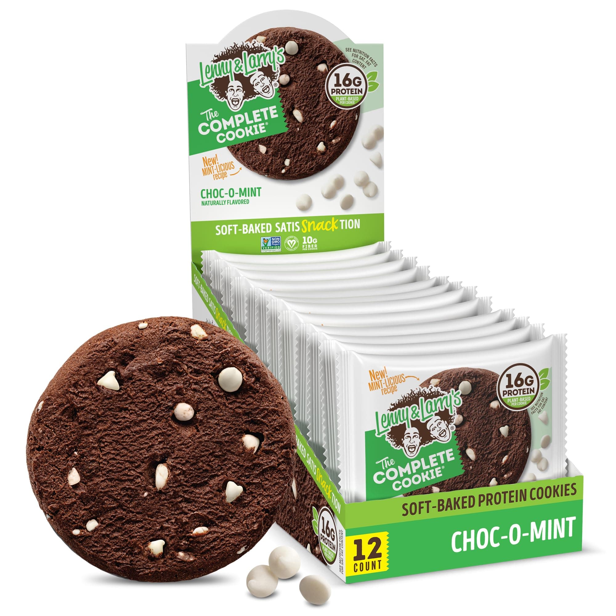 Lenny & Larry's The Complete Cookie, Choc-O-Mint, Soft Baked, 16g Plant Protein, Vegan,4-Ounce Cookies (Pack of 12)