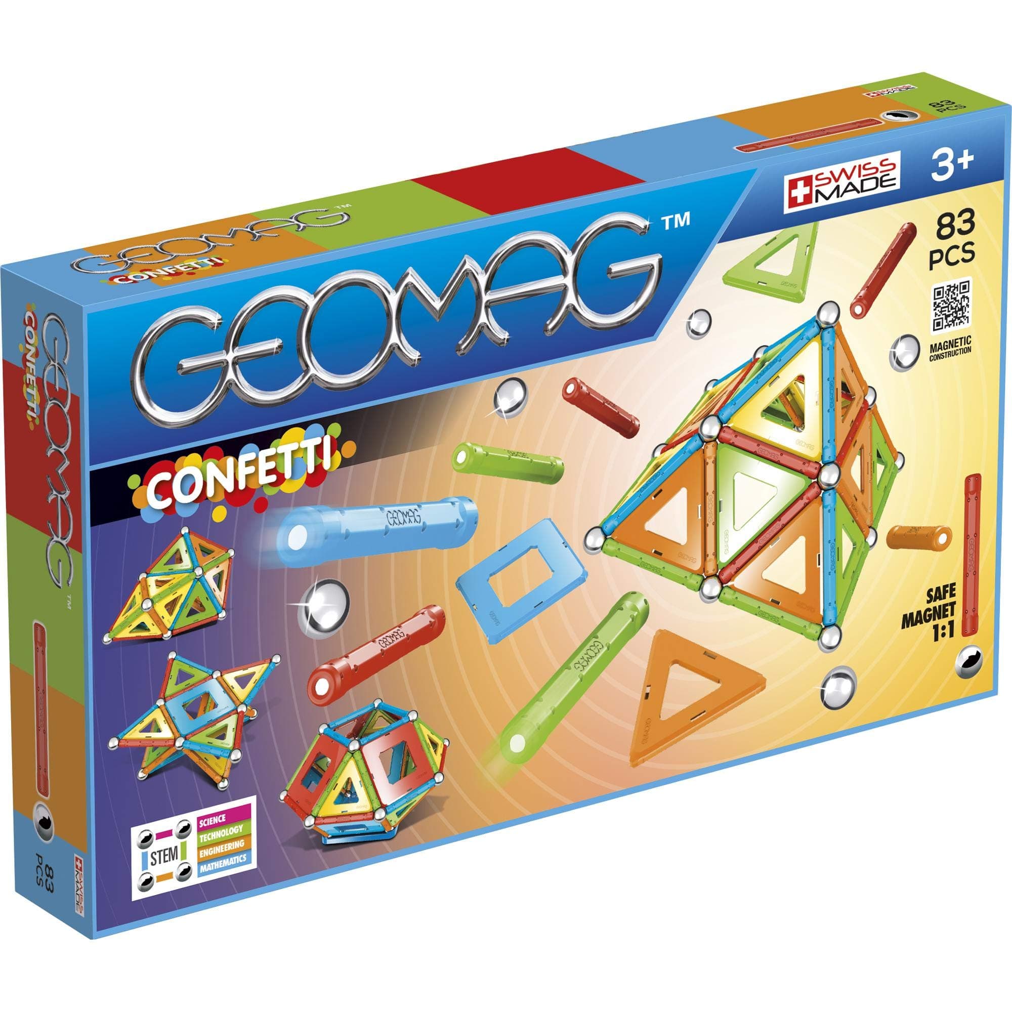 GeomagConfetti magnetic building set, Multicolor - 83 Pieces