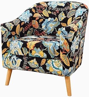 hyha 2 Pieces Printed Tub Chair Slipover with Cushion Cover, Removable Stretch Club Chair Cover for IKEA Tullsta, Armchair Slipover Furniture Protector for Living Room, Black