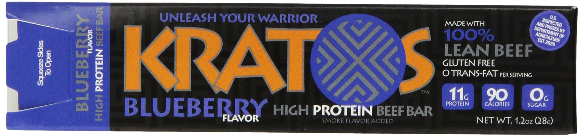 Kratos Protein Beef Bar, Blueberry, 12 Count