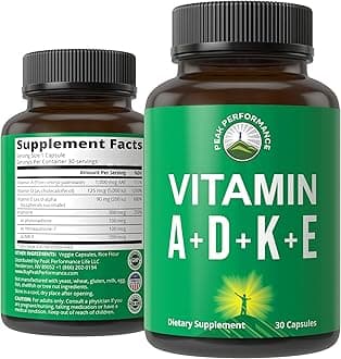 Vitamins D 5,000 iu + A + K + E All in 1 Easy to Swallow Vegan Capsule. ADK Vitamin Supplement with E D3 K2. Essential Vitamins for Mood, Immune, Bone, Vision, Heart
