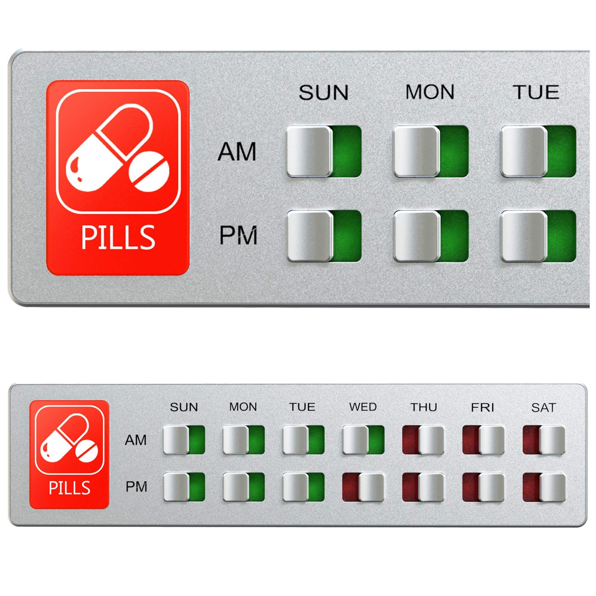 Pill Reminder 7-Day Weekly Pill Organizer - Am Pm Daily Indicator Sign - Did You Take Your Vitamins Supplements or Pills Fridge Magnets for Seniors & Caregiver - Glide Signs Cares for Your Family