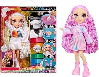 Watercolor & Create Fashion DIY Doll with Washable Watercolors + Tie-Dye Kit, Purple Eyes, Curled Hair, Bonus Top & Shoes. Color, Create, Play, Rinse and Repeat. Creative 4-12+
