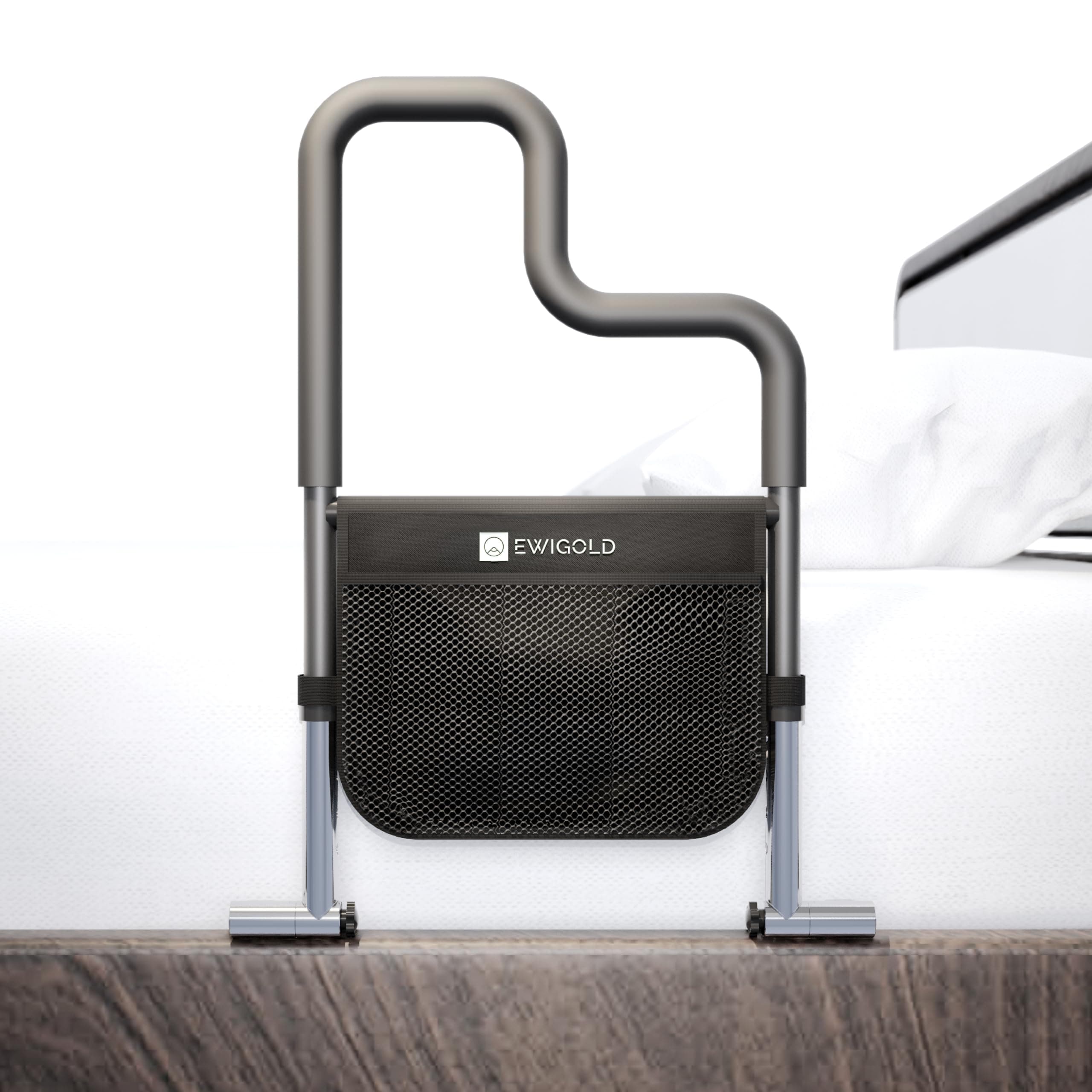 2024 New Dual-Bar Bed Rails for Elderly Adults - Adjustable Bed Rail for Seniors - No Installation - Bed Handles With Storage Pocket - Bed Rail Fits Bed Sizes