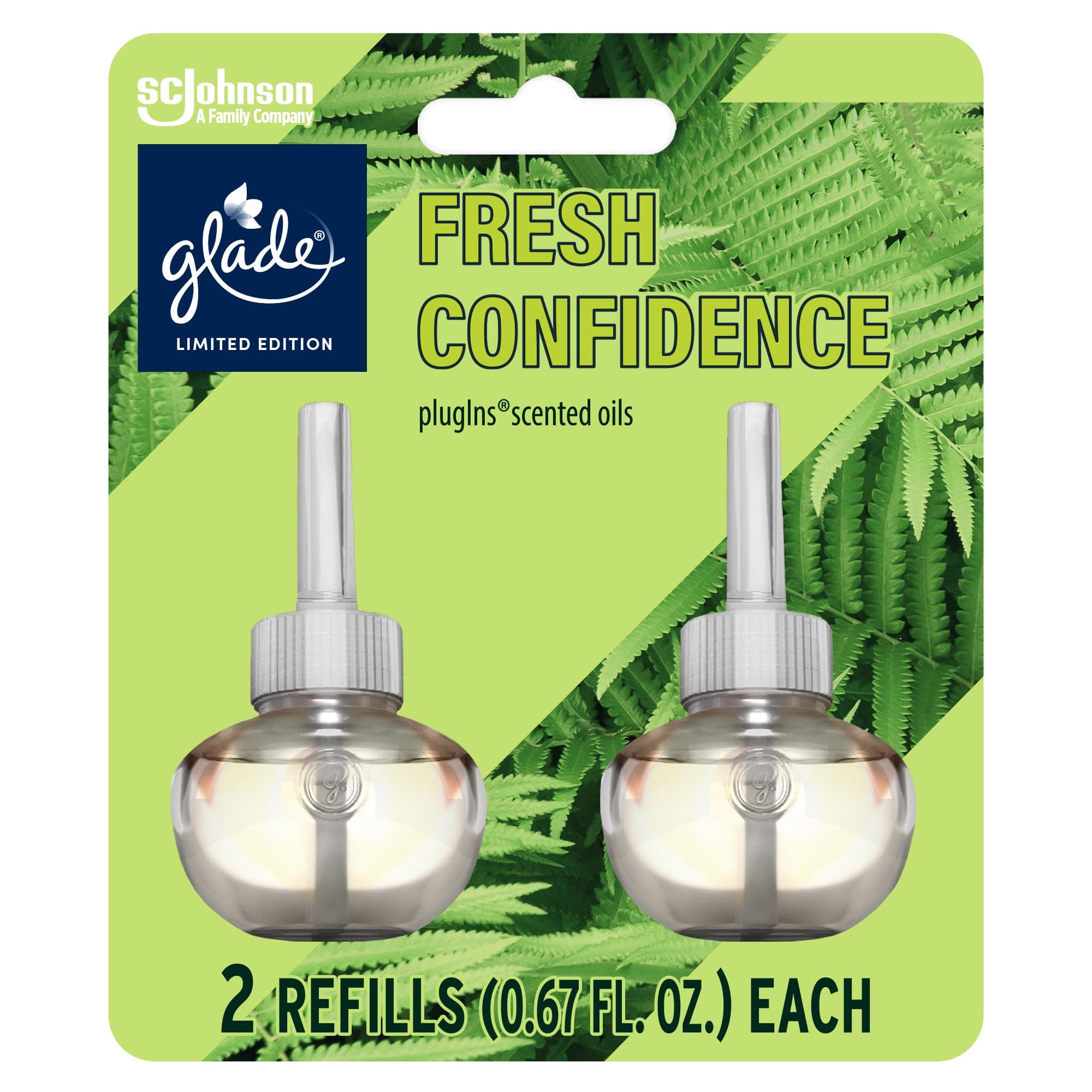 PlugIns Refills Air Freshener, Fresh Confidence, Scented and Essential Oils for Home and Bathroom, 0.67 Fl Oz, 2 Count