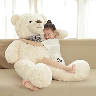 Poutmac Big Teddy Bear 55" White Giant Soft Stuffed Animals Cute Plush Toy for Girlfriend Women Kids for Valentine's Christmas Birthday