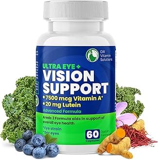 Vision Support Eye Vitamins for Macular Health | Supplements with Lutein, Zinc, Vitamin A & Bilberry | Areds 2 Formula for Red & Dry Eyes, Sight Care (1 Bottle, 60 Capsules)