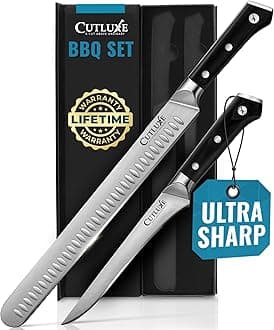 Carving Knife Set for BBQ & Brisket – Razor Sharp German Steel Slicing and Boning Knife for Meat Cutting, Full Tang & Ergonomic Handle, Grilling Gifts for Men – Artisan Series