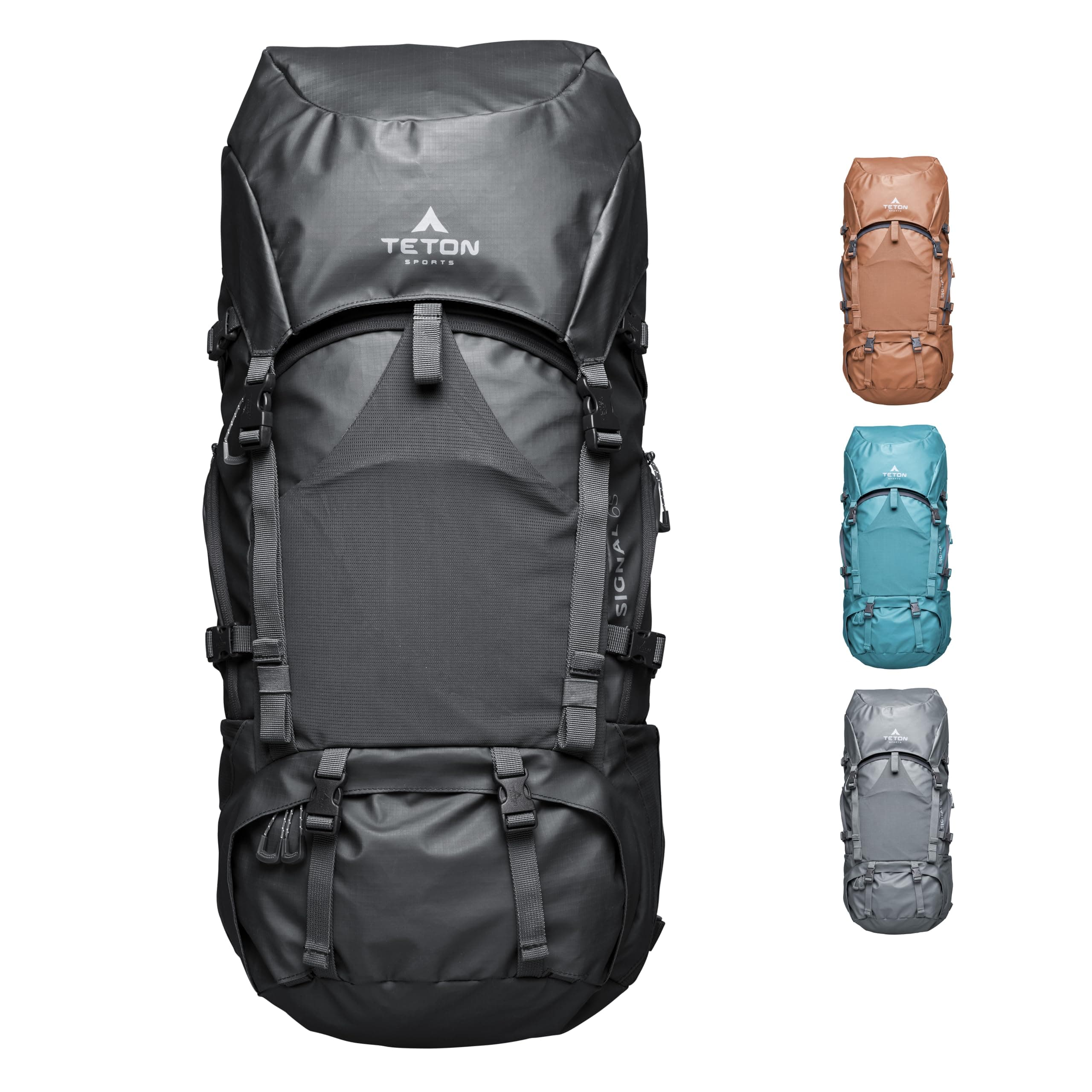 Teton 65L Signal backpack, durable and ready for hiking, camping or backpacking. Perfect lightweight travel bag with more room than you think, Onyx