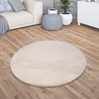 TT Home Large Rug Short Pile Monochrome Modern Design Washable, colour: Beige, Size:160 cm round