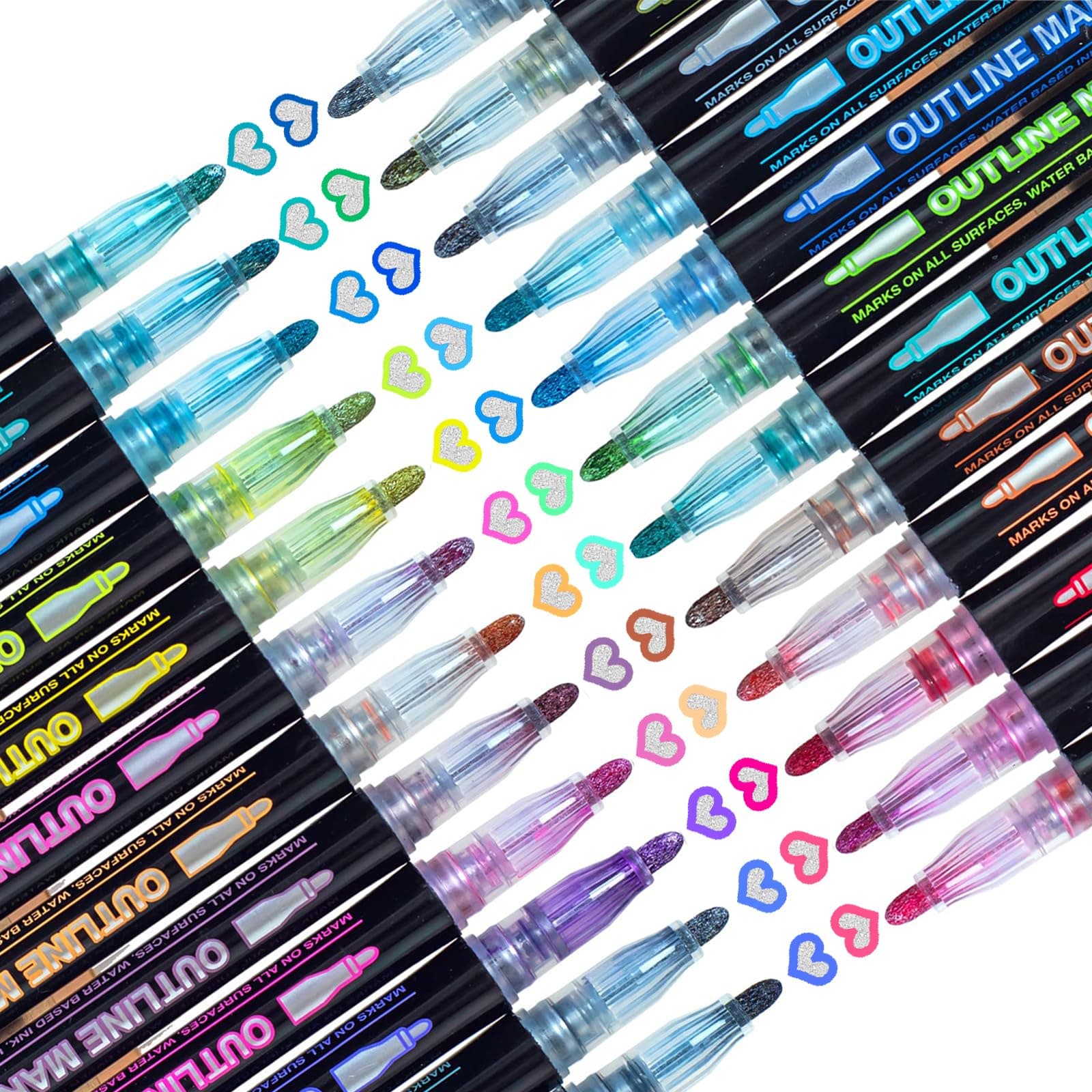 Muchchute Glitter Pens Outline Markers