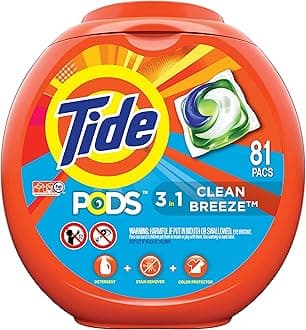 Tide PODS Laundry Detergent Soap PODS, High Efficiency (HE), Clean Breeze, 81 count