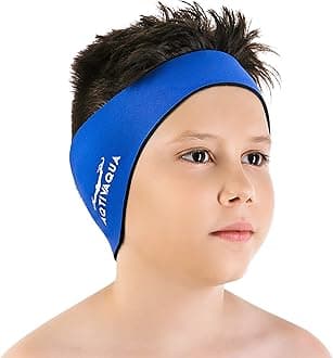 Swimming Headband Swim Ear Band Protection Cover Swim Headband for Kids Adults Men Women Toddlers Ear Plugs in (Color: Navy, Size: Medium)