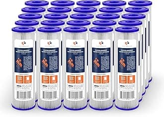 Aquaboon 1 Micron Pleated Water Filter 10 x 2.5 - Whole House Sediment Filter Replacement Cartridge Compatible with WFPFC3002, WHKF-WHPL, 25-Pack