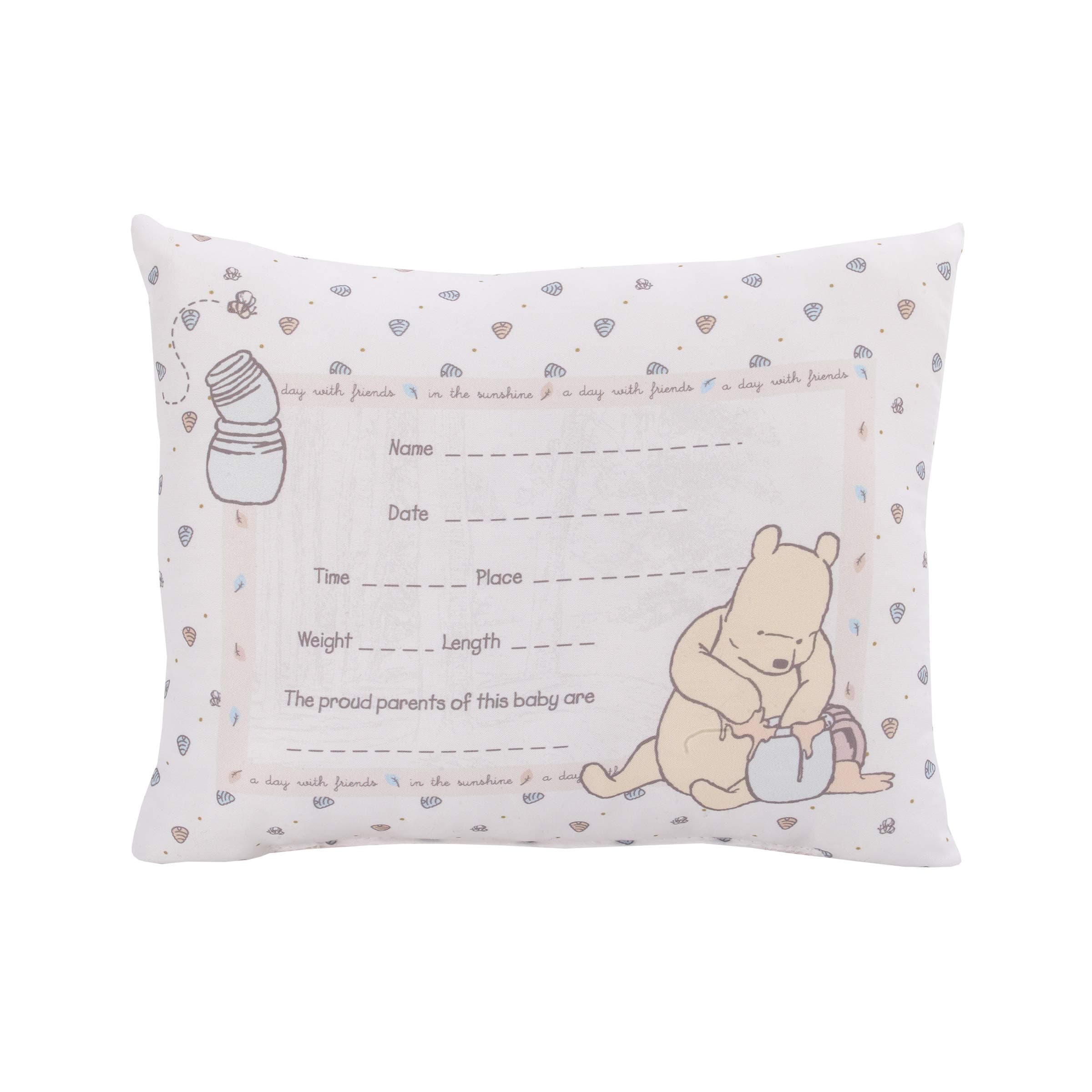 Disney Winnie The Pooh Decorative Keepsake Pillow - Personalized Pillow, Ivory, Blue, Yellow (6404709P)