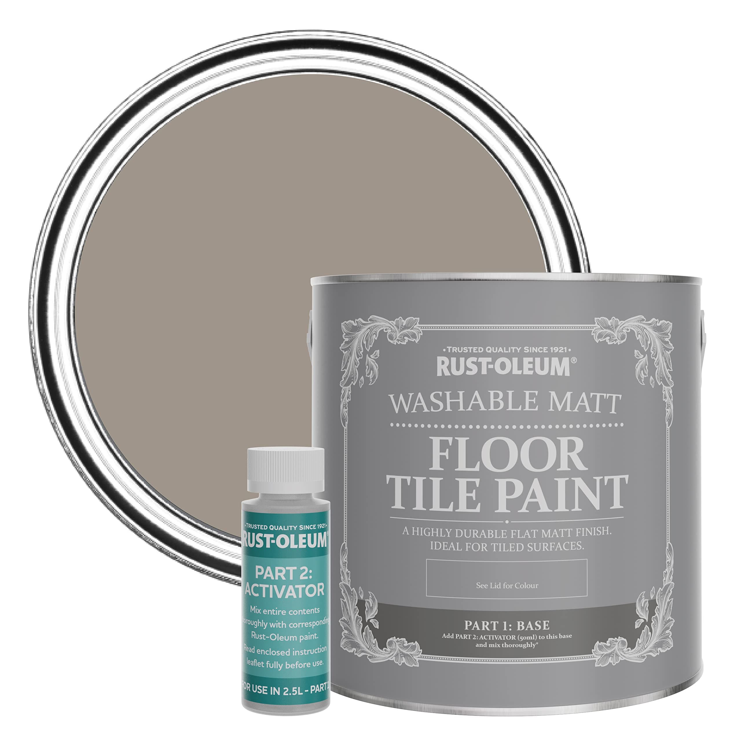 Rust-Oleum Brown Washable Matt Floor Tile Paint - Whipped Truffle 2.5L