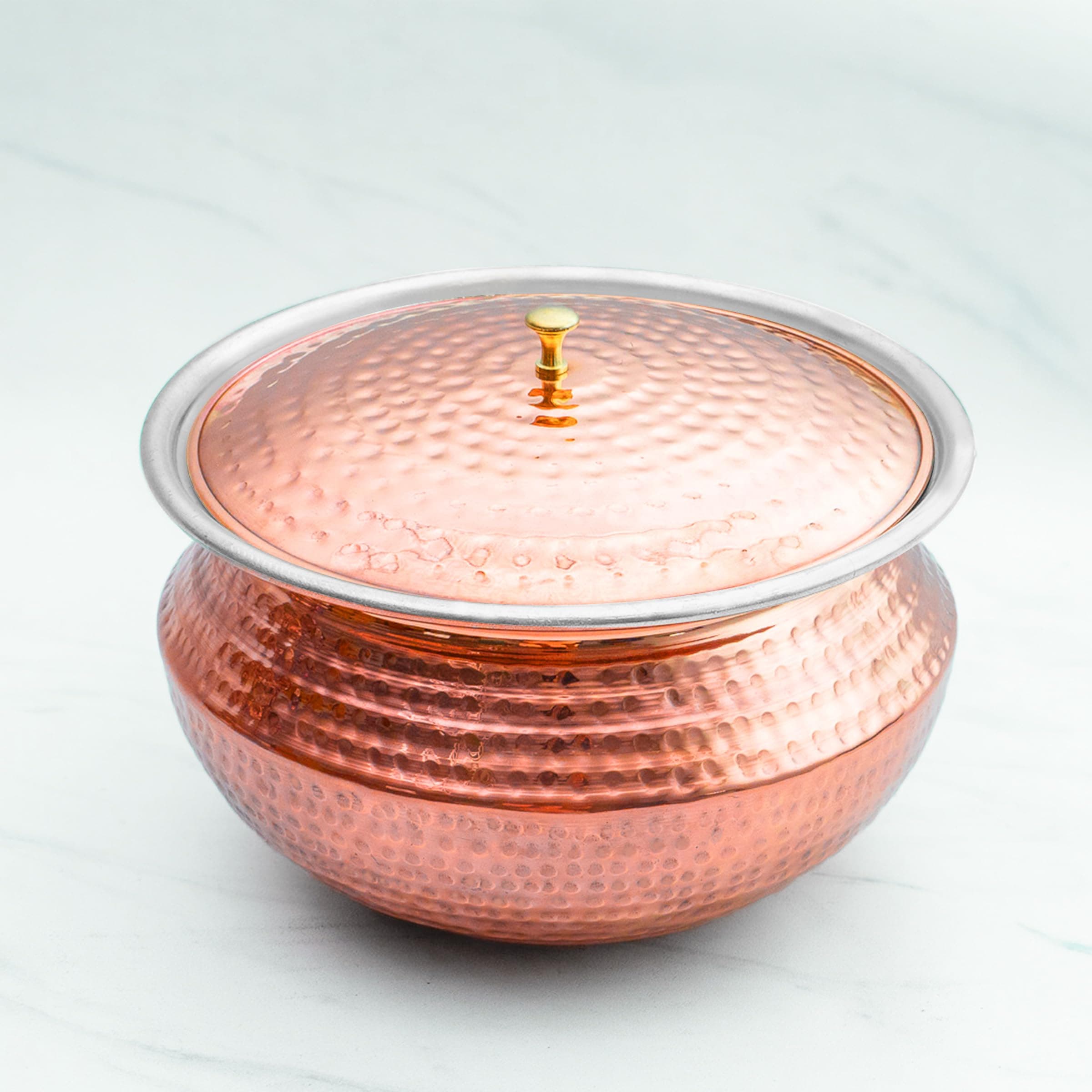 - Pure Copper Handi/Patila Set with Lid in Round Base - Biryani Pot Heavy Bottom - Strong & Durable - Good for Health & 100% Toxins Free - 11L, 2.9kg