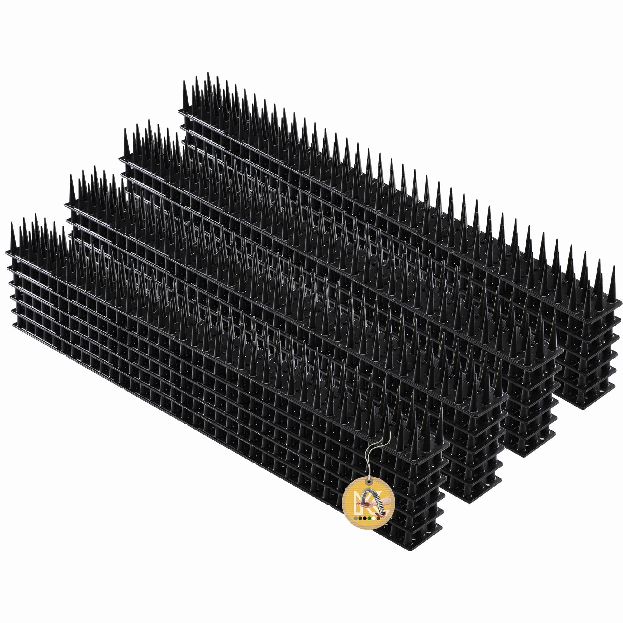 KADAX Plastic Bird Spikes, 51 x 4 x 3 cm, Wall Spikes, Fence Tops Spikes, Pigeon Repellent, Deterrent for Birds, Cats, Anti Climb Spikes, Squirrel Repellent (24, Black)