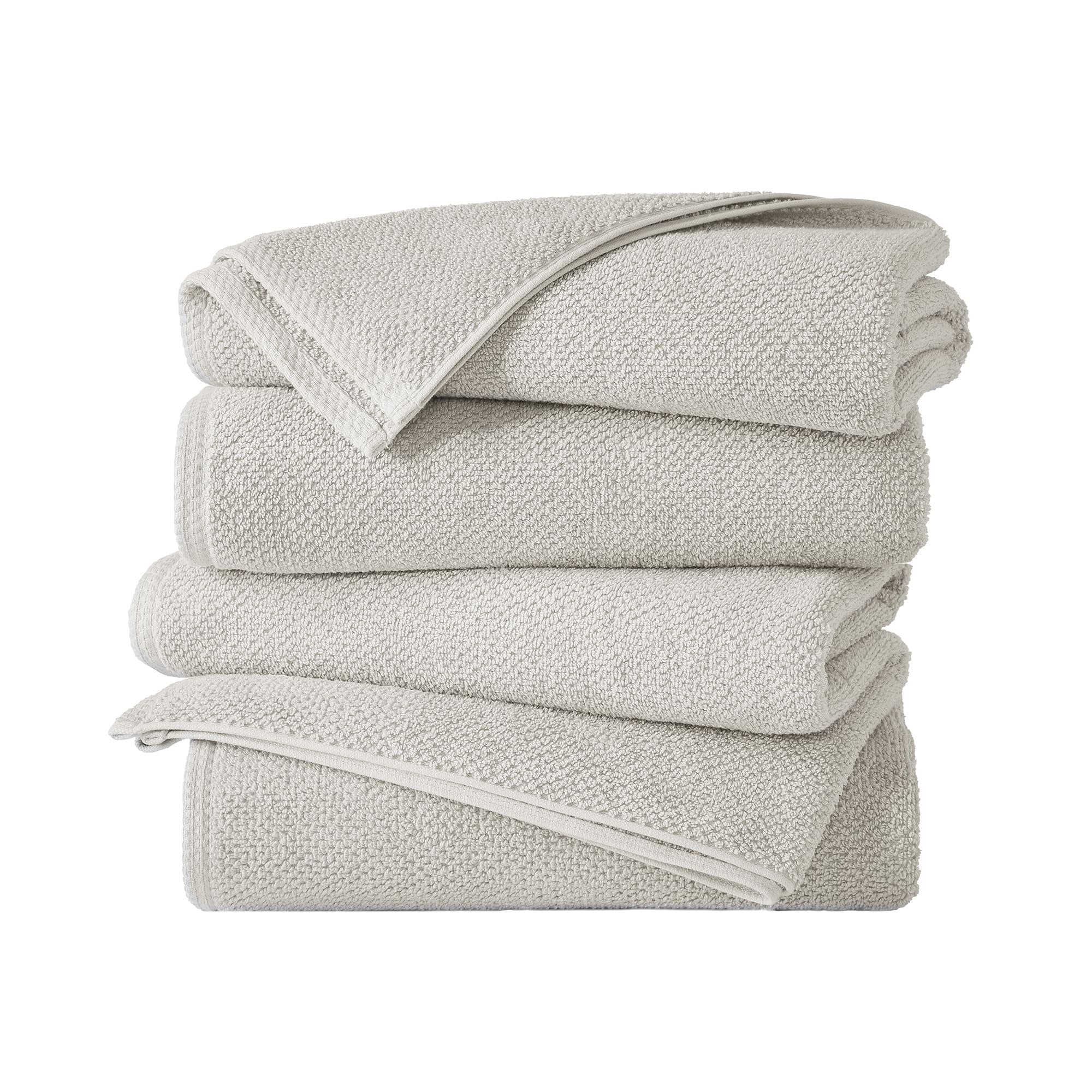 Great Bay Home 100% Cotton 4 Pack 54x27 Bath Towel Set - Absorbent, Quick-Drying, Durable Towels for Bathroom Decor - Low-Twist, Two-Ply Fibers (Light Grey)