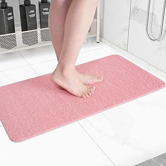 Non-Slip Bathtub Mat, Anti Slip Shower Mat, Fast Drying Bathtub Mats, Foot Scrubber Mat, Anti Slip Mat for Tub, Floor, Bathroom, Kitchen, Home, Hotel (Pink 40"×16")