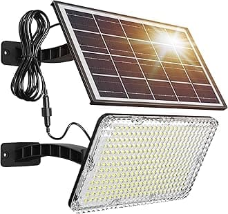 1000 Lumens 299 LED Solar Lights Outdoor Bright Solar Dusk to Dawn Light with 4000mAh Battery, IP65 Waterproof Outdoor Solar Powered Security Flood Light for Wall Porch Shed Barn
